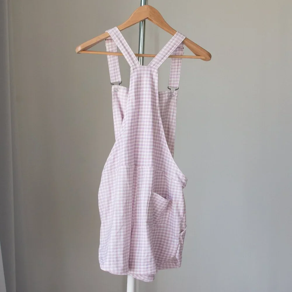 Wallflower Pink and White Gingham Romper Overalls - Picture 4 of 9
